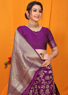 Wine Dupion Silk Saree With Blouse Piece