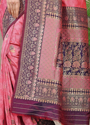 Baby Pink Dupion Silk Saree With Blouse Piece