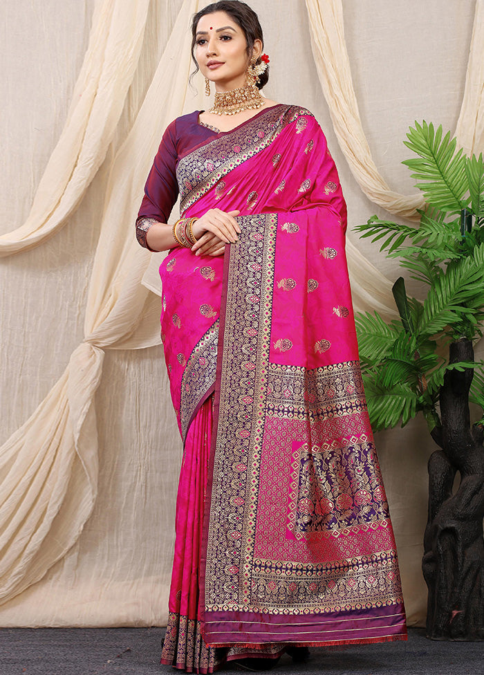 Rani Dupion Silk Saree With Blouse Piece