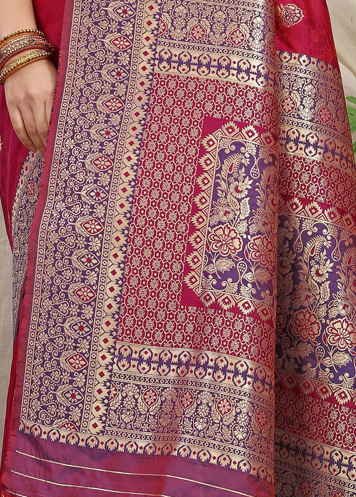 Maroon Dupion Silk Saree With Blouse Piece