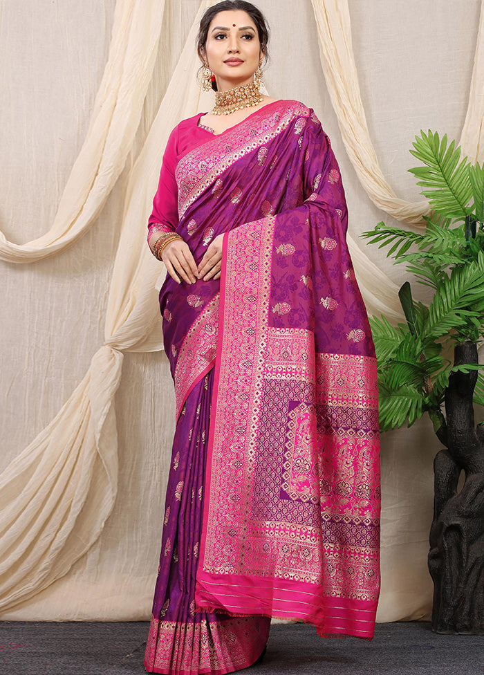 Wine Dupion Silk Saree With Blouse Piece