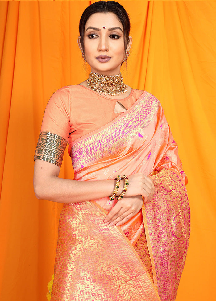 Baby Pink Dupion Silk Saree With Blouse Piece