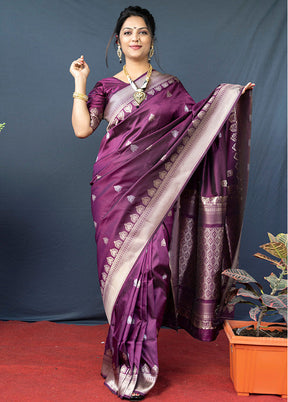 Wine Dupion Silk Saree With Blouse Piece