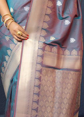 Grey Dupion Silk Saree With Blouse Piece