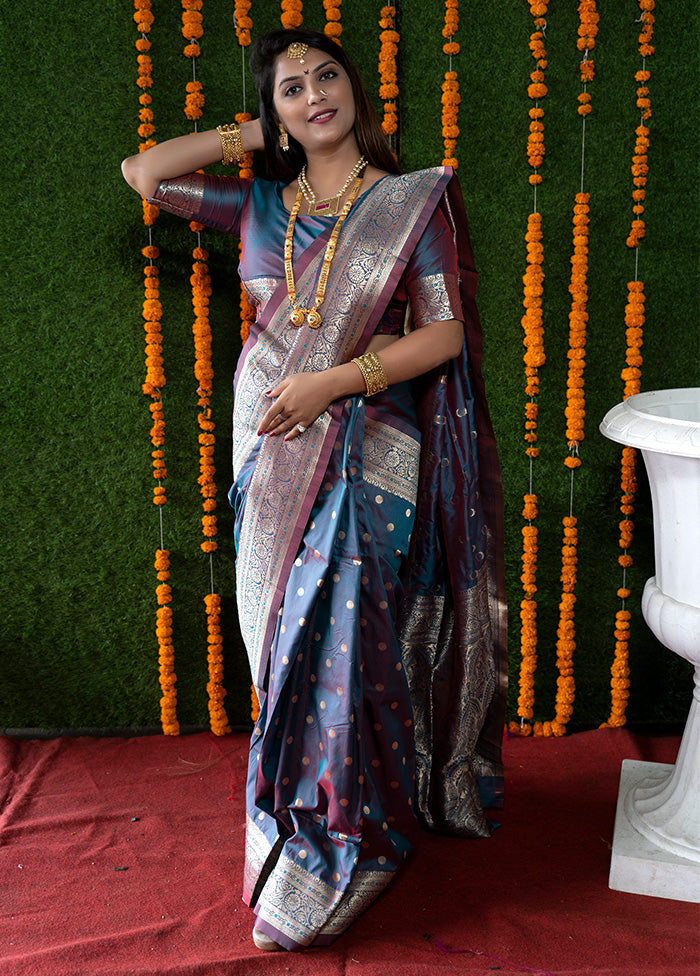 Grey Dupion Silk Saree With Blouse Piece