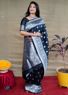 Black Dupion Silk Saree With Blouse Piece