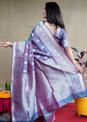 Teal Dupion Silk Saree With Blouse Piece