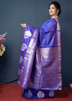 Royal Blue Silk Saree With Blouse Piece