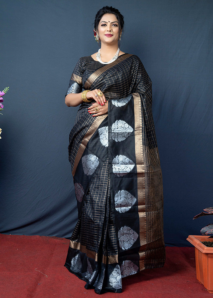 Black Silk Saree With Blouse Piece