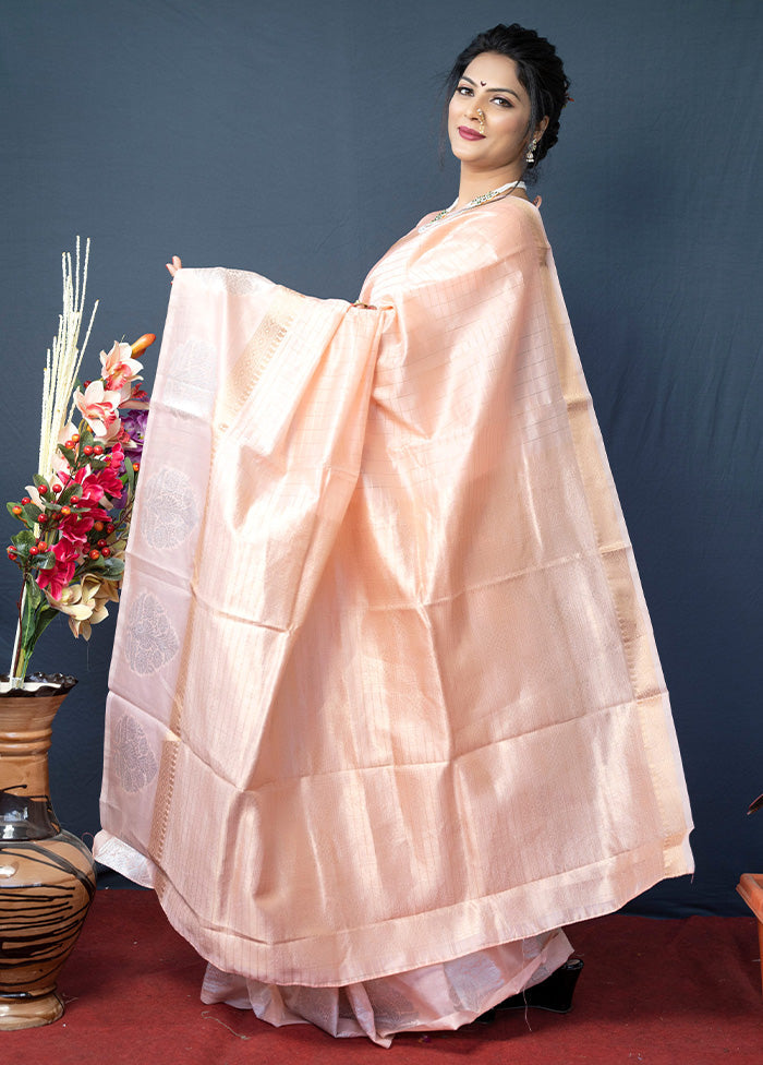 Peach Silk Saree With Blouse Piece