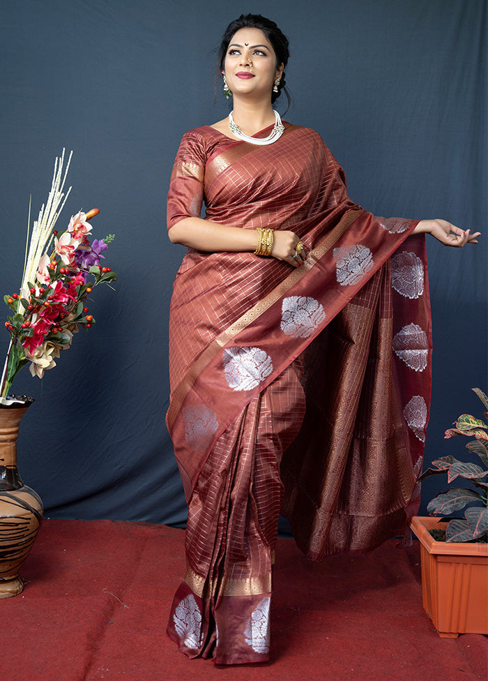 Maroon Silk Saree With Blouse Piece