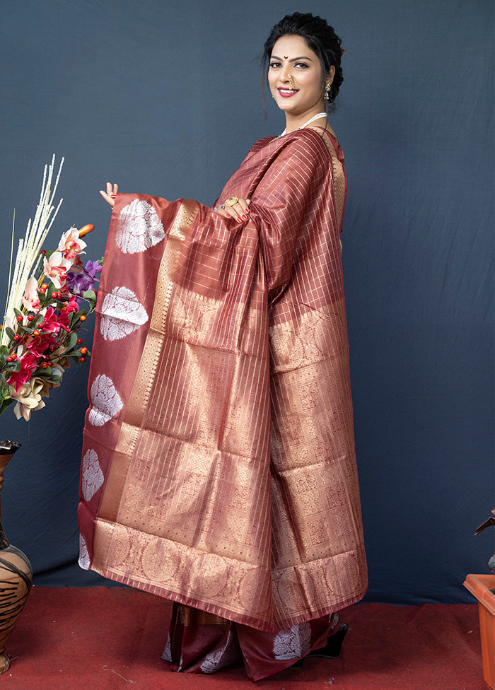 Maroon Silk Saree With Blouse Piece