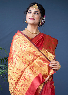 Rani Dupion Silk Saree With Blouse Piece