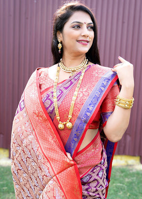 Wine Dupion Silk Saree With Blouse Piece