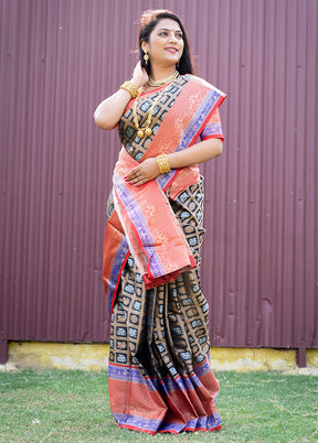 Black Dupion Silk Saree With Blouse Piece