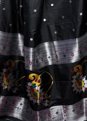 Black Dupion Silk Saree With Blouse Piece