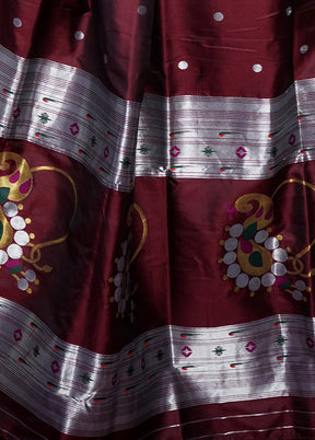 Maroon Dupion Silk Saree With Blouse Piece