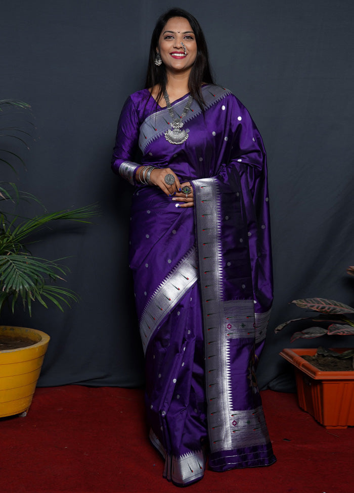 Purple Dupion Silk Saree With Blouse Piece