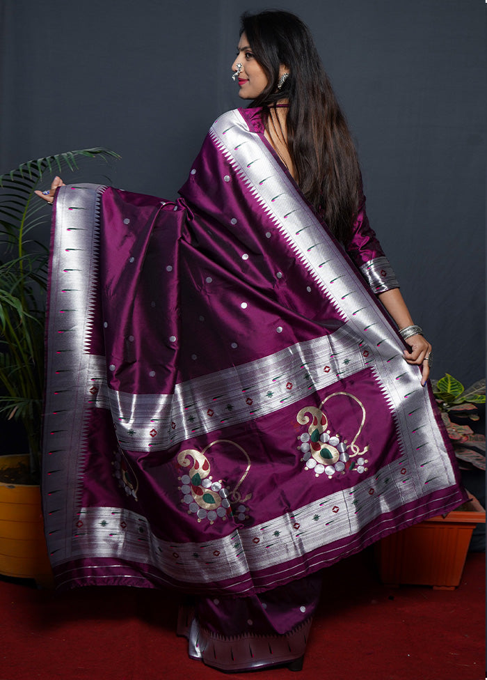 Wine Dupion Silk Saree With Blouse Piece