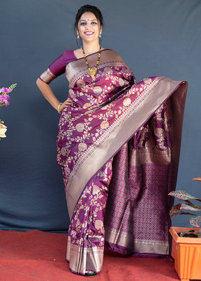 Wine Dupion Silk Saree With Blouse Piece