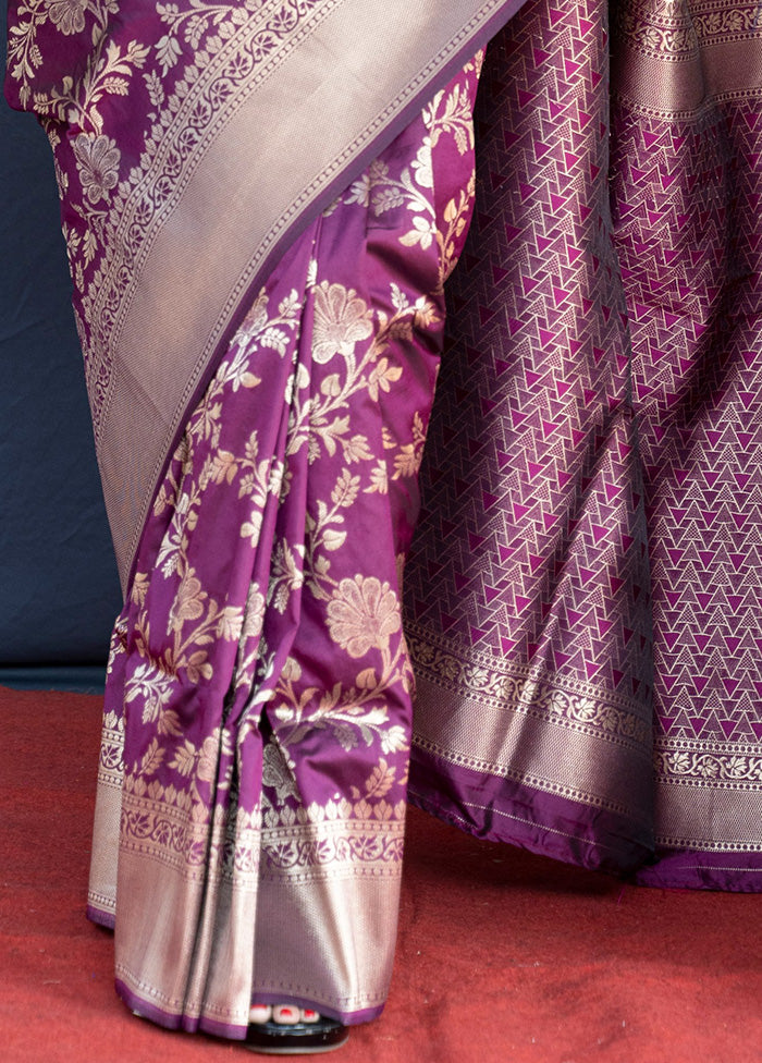 Wine Dupion Silk Saree With Blouse Piece