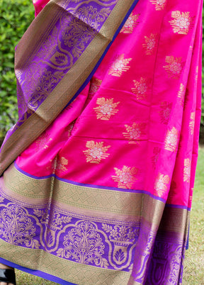 Pink Dupion Silk Saree With Blouse Piece