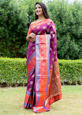 Wine Dupion Silk Saree With Blouse Piece