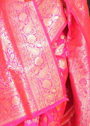 Pink Dupion Silk Saree With Blouse Piece