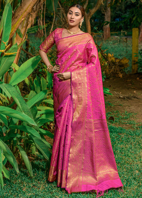 Pink Dupion Silk Saree With Blouse Piece