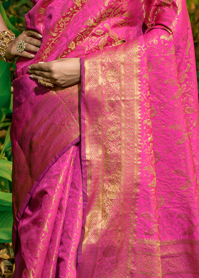 Pink Dupion Silk Saree With Blouse Piece