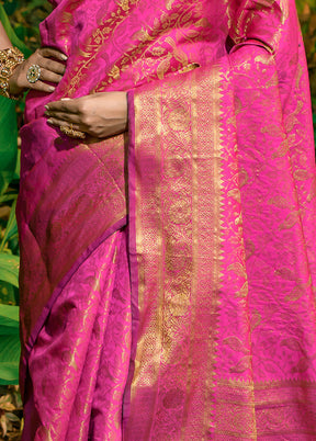 Pink Dupion Silk Saree With Blouse Piece