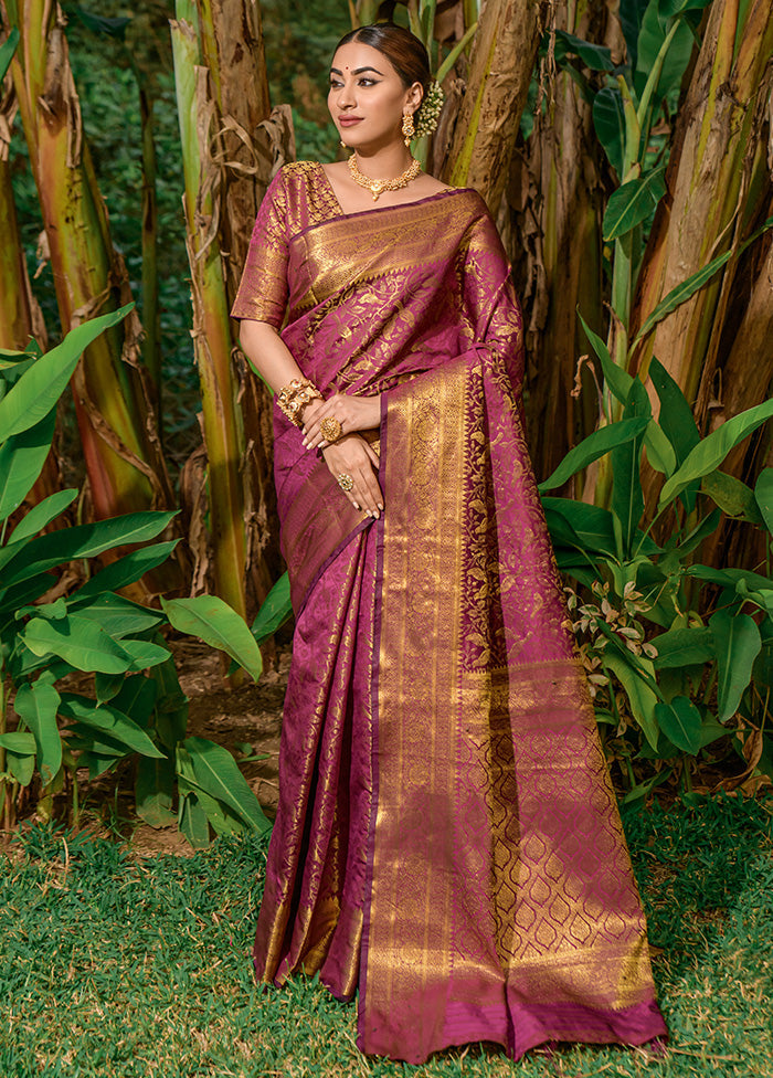 Wine Dupion Silk Saree With Blouse Piece