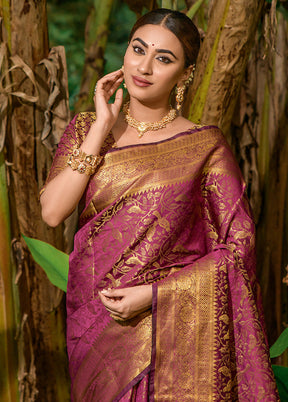 Wine Dupion Silk Saree With Blouse Piece