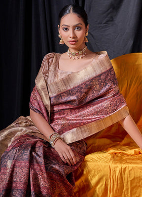 Maroon Dupion Silk Saree With Blouse Piece