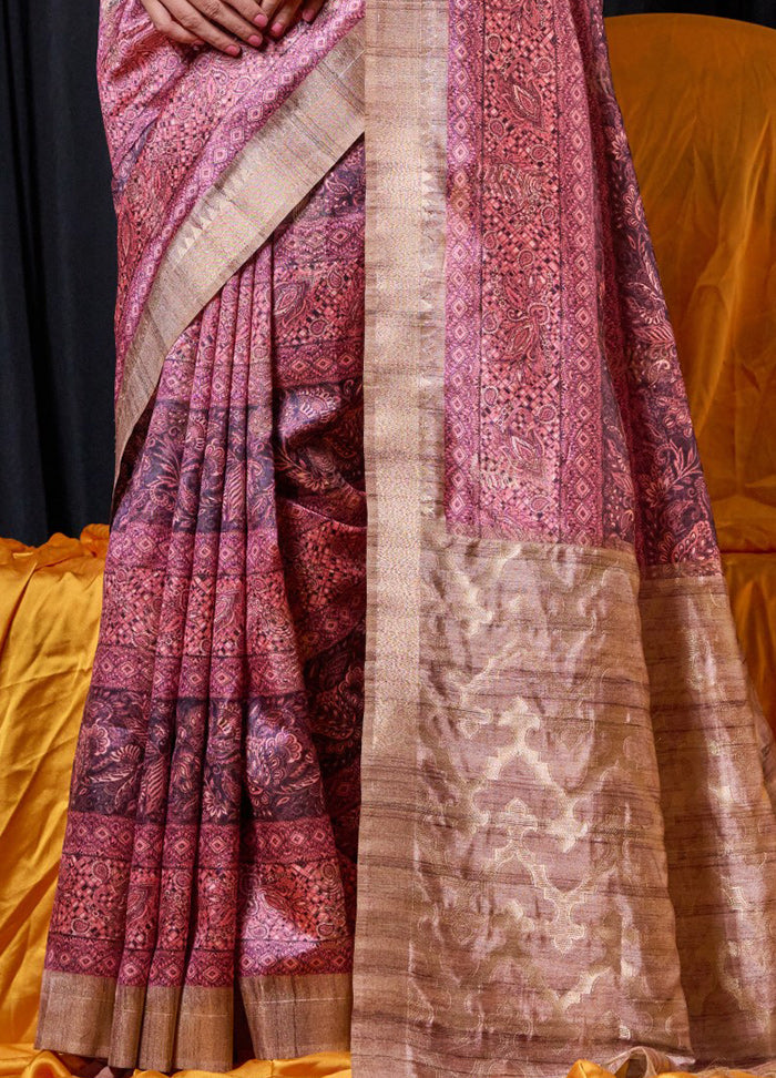 Wine Dupion Silk Saree With Blouse Piece