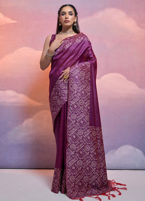 Wine Dupion Silk Saree With Blouse Piece