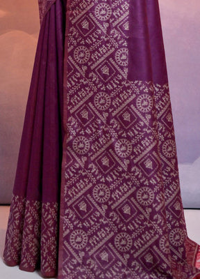 Wine Dupion Silk Saree With Blouse Piece