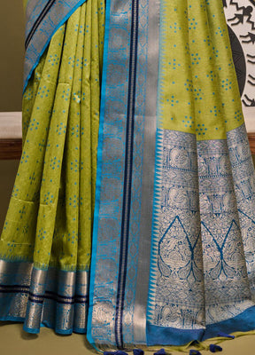 Mehendi Dupion Silk Saree With Blouse Piece