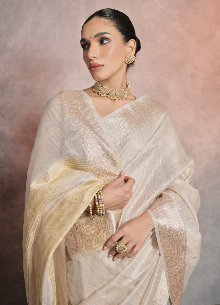Beige Silk Saree With Blouse Piece