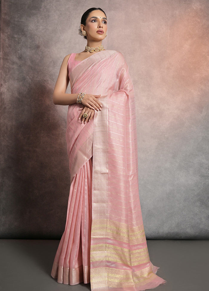 Pink Silk Saree With Blouse Piece