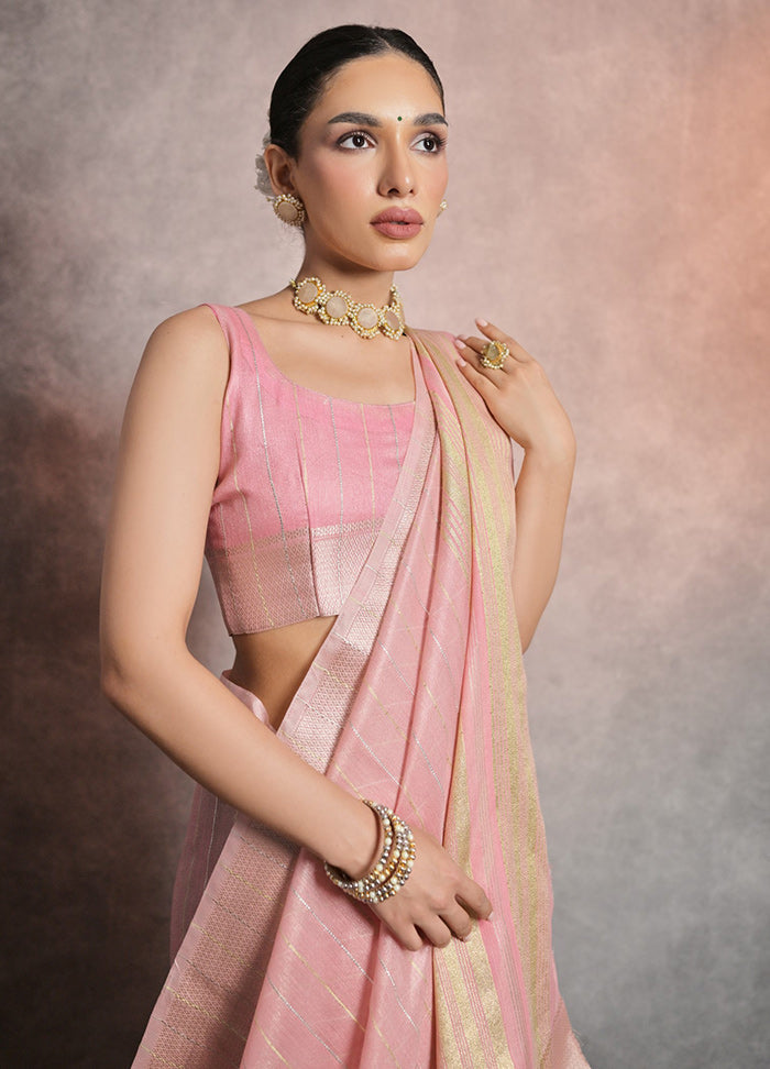 Pink Silk Saree With Blouse Piece