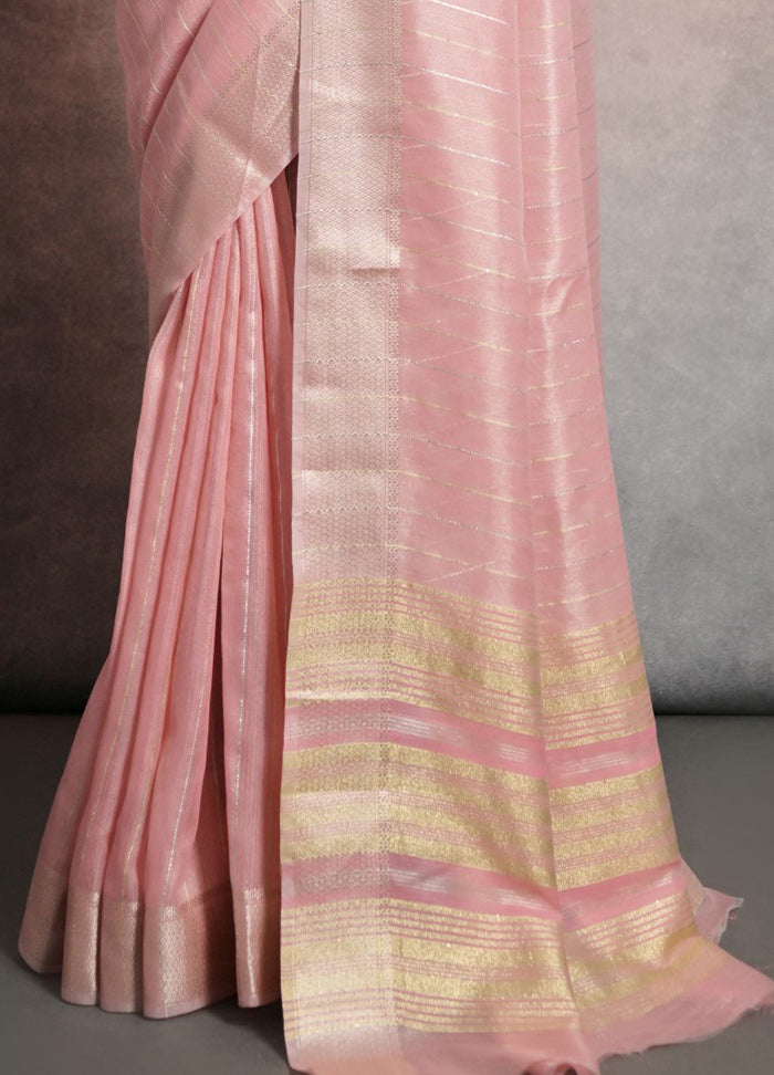 Pink Silk Saree With Blouse Piece