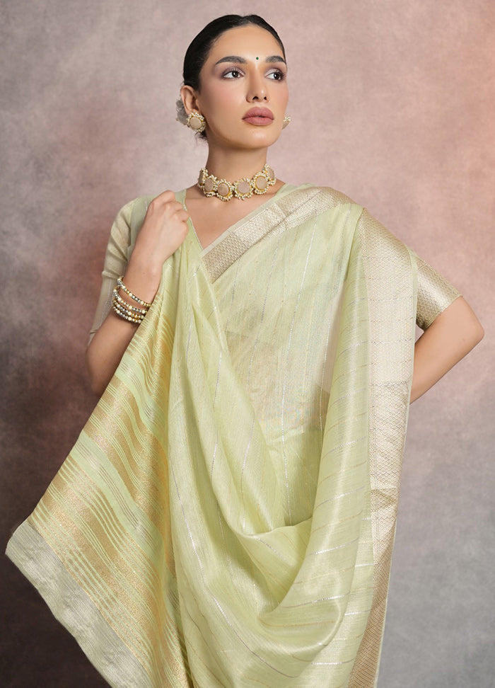 Pista Green Silk Saree With Blouse Piece