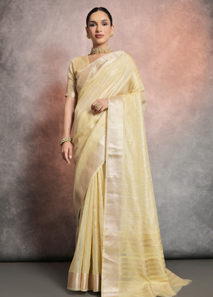 Yellow Silk Saree With Blouse Piece