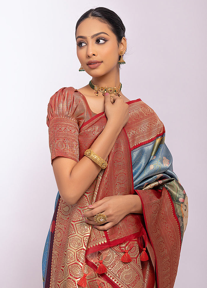 Firoza Dupion Silk Saree With Blouse Piece