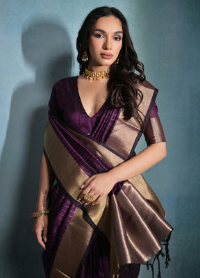 Wine Dupion Silk Saree With Blouse Piece