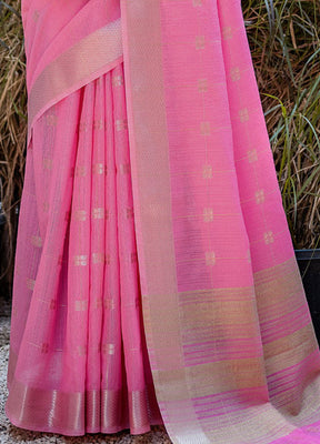 Pink Cotton Saree With Blouse Piece