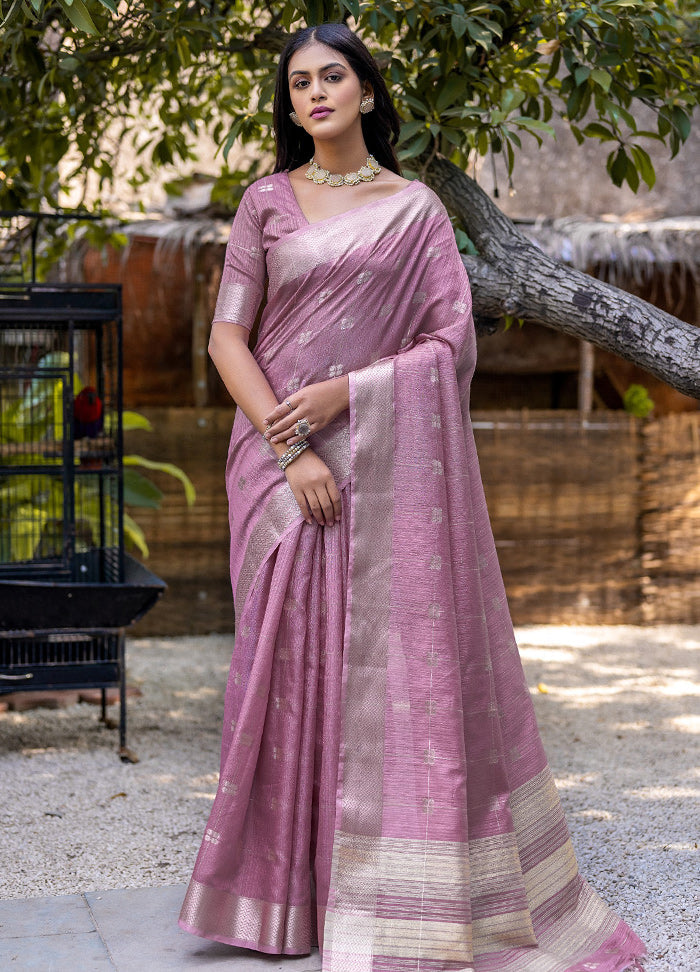 Purple Cotton Saree With Blouse Piece