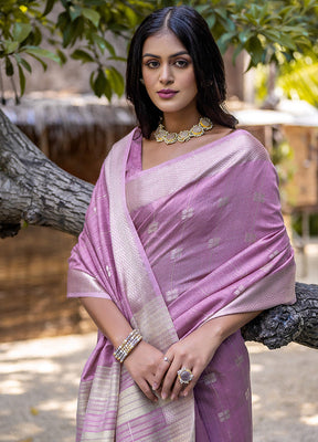 Purple Cotton Saree With Blouse Piece