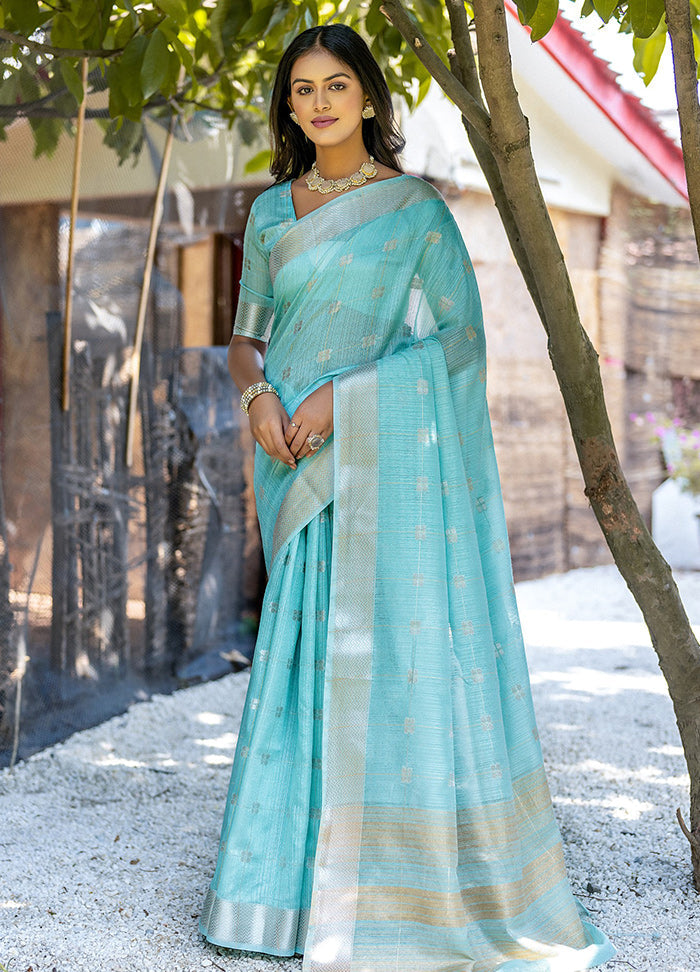 Firoza Cotton Saree With Blouse Piece